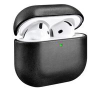 ICARER Premium Genuine Leather Shockproof Protective Case Cover for Apple AirPods 4 Earphones Charging Case (LED Visible) Support Wireless Charger - Black