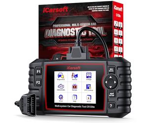 iCarsoft CR Elite OBD2 Scanner, Car Diagnostic Tool Engine ABS SRS Transmission, 8 Service Functions Code Reader, Oil Reset/EPB/BMS/ETC/SAS/DPF/ABS Bleeding/INJ, Battery Test, Lifetime Update