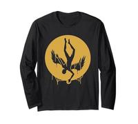 Icarus Falling Sun Silhouette Greek Mythology Minimalist Long Sleeve T-Shirt