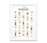 iCaseDesigner Classic Cocktail Metal Home Bar Sign Print on White. 25 Popular Cocktails Printed onto Gloss Metal Wall Art. Framed and Floating Mounts Offered