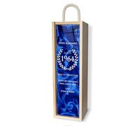 iCaseDesigner Engraved Personalised Wooden Wine Box with Acrylic Slide Lid & Blue Silk Lining - Aged To Perfection