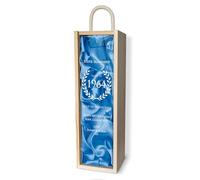 iCaseDesigner Engraved Personalised Wooden Wine Box with Acrylic Slide Lid & Light Blue Silk Lining - Aged To Perfection