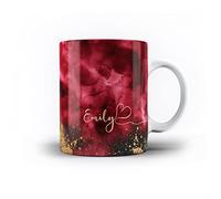 iCaseDesigner Personalised Agate Watercolour Marble Name with Heart 11oz Ceramic Mug - 5. Burgundy Watercolour