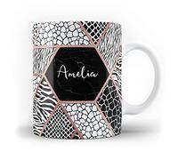 iCaseDesigner Personalised Animal Print Custom Name Mug - 1. Rose Gold Polygon Safari Skin