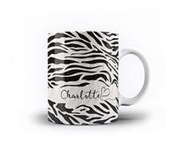 iCaseDesigner Personalised Animal Print Mug with Name and Heart. 11oz Ceramic Mug. 8. Zebra Print