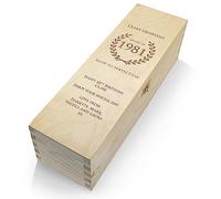 iCaseDesigner Personalised Engraved Wooden Wine Box with Hinge Lid & Woolwool filling - Birthday - Aged To Perfection