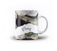 iCaseDesigner Personalised Marble Agate Swirl with Name on 11oz Ceramic Mug. 8. Black & White Gold Marble