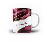 iCaseDesigner Personalised Marble Agate Swirl with Name on 11oz Ceramic Mug. 9. Maroon Agate Marble