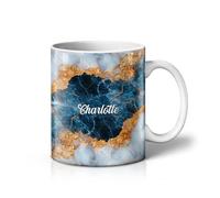 iCaseDesigner Personalised Marble Mug - Custom Name Luxury Agate & Geode Design Cup, Elegant Stone Effect Coffee Mug Gift - 8. Midnight Agate