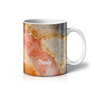 iCaseDesigner Personalised Marble Mug - Custom Name Luxury Agate & Geode Design Cup, Elegant Stone Effect Coffee Mug Gift - 2. Rose Quartz Glow