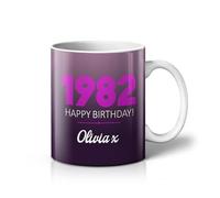 iCaseDesigner Personalised Retro Year Birthday Mug - Bright Colour Collection | Fun Colourful Designs, Add Any Year and A Message - 14. Velvet Pop