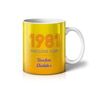 iCaseDesigner Personalised Retro Year Birthday Mug - Bright Colour Collection | Fun Colourful Designs, Add Any Year and A Message - 11. Sunshine Spark