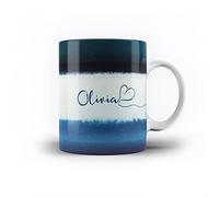 iCaseDesigner Personalised Watercolour Painting Name with Heart 11oz Ceramic Mug - 6. Ultra Marine Sky