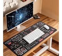 iCasso Black Keyboard Mats,Cute Math Desk Mat for Women Girl,Long Computer Pad with Stitched Edges,Non Slip Mousepad Large,Educational Desk Protector Pad for Office Home School