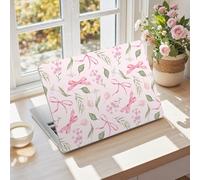 iCasso Compatible for MacBook Air 13 inch Case M4 M3 M2 2025 2024-2022 Release Model A3240 A3113 A2681, Sturdy Protective Pattern Plastic Hard Shell 13.6 MacBook Air Case, Flower Bow Pink