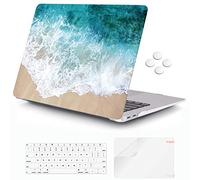 iCasso Compatible with MacBook Air 13 Inch Case 2020 2019 2018 Release A2337 M1/A1932/A2179 with Retina Display Touch ID, Hard Plastic Shell Case and Keyboard Cover for MacBook Air 13 -Beach