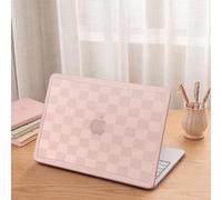 iCasso Compatible with New MacBook Neo case 13 inch 2026 Release Model A3404, Soft Checkered MacBook Neo Accessories for Work Study Travel Daily Use, Blush Pink