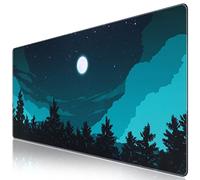 iCasso Extended Gaming Mouse Pad (35.4x15.7 in), Large 3mm Non-Slip Rubber Base Mousepad with Stitched Edges, Waterproof Keyboard Mouse Mat Desk Pad for Work, Game, Office, Home - Silent Night