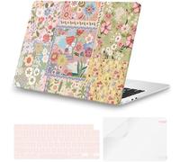 iCasso for MacBook Air 13.6 inch Case 2025 2024-2022 Release M4 M3 M2 Model A3240 A3113 A2681, Flower Pattern Sturdy Protective Hard Shell Case Cover for Mac Book Air 13 inch, Pink Patchwork