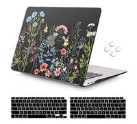 iCasso for MacBook Air 13 Inch Case 2018-2020 Release A2337 M1/A1932/A2179 with Retina Display Touch ID, Protective Hard Plastic Shell Case and Keyboard Cover for MacBook Air 13 (Black Weeds)