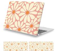iCasso for MacBook Air 13 inch Case 2020 2019 2018 Release A2337 M1 A2179 A1932, Cute Flower Hard Shell Protective Case for MacBook Air 13.3 inch & Keyboard Cover & Screen Film, Daisy Orange