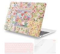 iCasso for MacBook Air 13 inch Case 2021 2020 2019 2018 Release A2337 M1 A2179 A1932, Flower Hard Shell Protective Case for MacBook Air 13.3 inch + Keyboard Cover + Screen Film, Pink