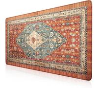 iCasso Rug Desk Pad Mat Retro,Extra Large Mouse Pad Non Slip,XXL Keyboard Mat Aesthetics,Long Extended Gaming Computer pad with Stitched Edges, Laptop Mat for Office Home Decor (Rug Brown)