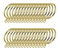 iCatchy Brass 30mm Curtian Ring Hanging Hooks for Smoothly Slidng Rustproof Drapery Pole Rod Voile Net with Fixed Eyes (Pack of 48)