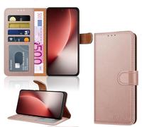 iCatchy Case for Honor Magic 8 Lite with 4 Card Slots Leather Wallet Flip Book Magnetic Closure Kickstand Shockproof Protective Phone Cover compatible with Honor Magic 8 Lite (Rose Gold)