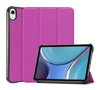iCatchy Case for iPad mini (A17 Pro, 2024 Model, 7th Generation) / mini 6 (2021 Model, 6th Generation) Leather Wallet Durable Protective Smart Auto Wake/Sleep (Purple)