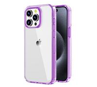 iCatchy Case for iPhone 15 Pro 6.1-inch, Non-Yellowing Anti Slip [Military Grade Drop Protection] Shockproof Bumper Cover Scratch Resistant Clear Back (Purple)