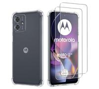 iCatchy Case for Motorola Moto G54 5G Phone, Shockproof Transparent Anti-Scratch Bumper Back Cover with 2-Pack Tempered Glass Screen Protector (Clear)