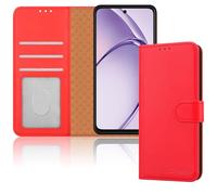 iCatchy Case for Oppo A40 4G / Oppo A60 5G Leather Wallet Book Flip Folio Stand View Magnetic Protect RFID Blocking Cover compatible with Oppo A40 4G / Oppo A60 5G Phone Cover (Red)