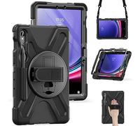 iCatchy Case Samsung Galaxy Tab S9/ S9 FE 11 Inch 2023 Heavy Duty Rugged Shockproof Cover Built-in Screen Protector, 360 Degree Rotating Hand Strap Stand