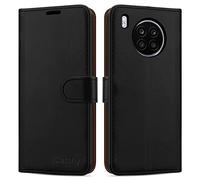 iCatchy for Honor 50 Lite Case Leather Wallet Book Flip Folio Stand View Magnetic Closure with Card Slots Cover for Honor 50 Lite Phone (Black)