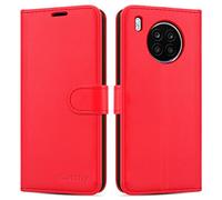 iCatchy for Honor 50 Lite Case Leather Wallet Book Flip Folio Stand View Magnetic Closure with Card Slots Cover for Honor 50 Lite Phone (red)