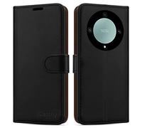 iCatchy for Honor Magic 5 Lite Case Leather Wallet Book Flip Folio with TPU holder Credit Card Slots Kickstand Magnetic Clouser Cover for Honor Magic 5 Lite 5G Phone - Black