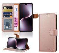 iCatchy for Honor Magic 7 Lite Case with 4 Card Slots Leather Wallet Flip Book RFID Blocking Magnetic Closure Kickstand Shockproof Protective Phone Cover Compatible with Honor Magic 7 Lite (Rose Gold)