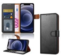 iCatchy for iPhone 12 Case/iPhone 12 Pro case Leather Wallet Book Flip Folio Stand View Case Compatible with iPhone 12 / iPhone 12 Pro (6.1'') Phone Cover (Black)