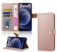 iCatchy for iPhone 12 Case/iPhone 12 Pro case Leather Wallet Book Flip Folio Stand View Case Compatible with iPhone 12 / iPhone 12 Pro (6.1'') Phone Cover (Rose Gold)