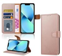 iCatchy for iPhone 13 Case, Premium Leather Wallet Case with [Card Holder] and [Kickstand], Magnetic Flip Protective Phone Case Cover for iPhone 13 (6.1-Inch) - Rose Gold