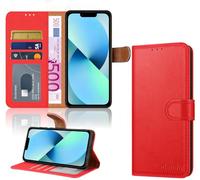 iCatchy for iPhone 13 Case, Premium Leather Wallet Case with [Card Holder] and [Kickstand], Magnetic Flip Protective Phone Case Cover for iPhone 13 (6.1-Inch) - Red