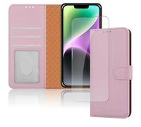iCatchy for iPhone 14 (6.1) Case Leather Wallet Book Stand view Magnetic Protect RFID Blocking Flip Cover Compatible with iPhone 14 (Rose Gold)