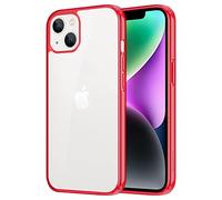 iCatchy for iPhone 14 Case/iPhone 13 Case 6.1-Inch, Shockproof Bumper Phone Cover, Anti-Yellowing Clear Back Compatible with iPhone 14/13 (Red)