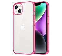 iCatchy for iPhone 14 Case/iPhone 13 Case 6.1-Inch, Shockproof Bumper Phone Cover, Anti-Yellowing Clear Back Compatible with iPhone 14/13 (Pink)