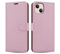 iCatchy for iPhone 14 Max Case Leather Wallet Book Stand view Magnetic Protect Flip Cover Compatible with for iPhone 14 Max (Rose Gold)