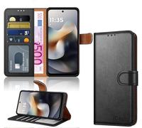 iCatchy for Motorola G56 5G Case with 4 Card Slots Leather Wallet Flip Book RFID Blocking Magnetic Closure Kickstand Shockproof Protective Phone Cover compatible with Moto G56 (Black)