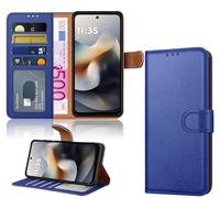 iCatchy for Motorola G56 5G Case with 4 Card Slots Leather Wallet Flip Book RFID Blocking Magnetic Closure Kickstand Shockproof Protective Phone Cover compatible with Moto G56 (Blue)