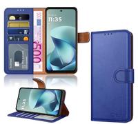 iCatchy for Motorola G57 Power with 4 Card Slots Leather Wallet Flip Book Magnetic Closure Kickstand Shockproof Protective Phone Cover compatible with Moto G57 Power (Blue)