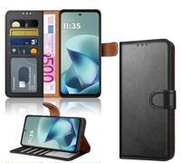 iCatchy for Motorola G57 Power with 4 Card Slots Leather Wallet Flip Book Magnetic Closure Kickstand Shockproof Protective Phone Cover compatible with Moto G57 Power (Black)